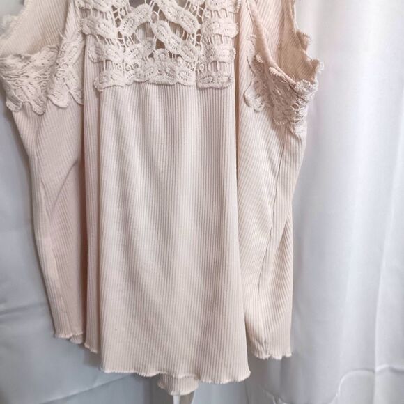 Daytrip Women’s Sz M Cream Tank Racerback Crochet Cotton Rayon Blend - Picture 6 of 10